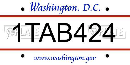1TAB424 District Of Columbia License Plate