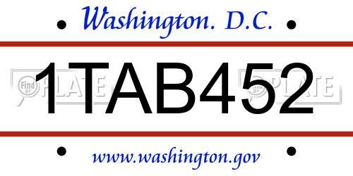 1TAB452 District Of Columbia License Plate
