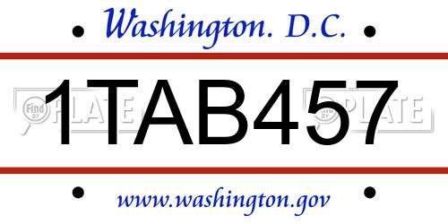 1TAB457 District Of Columbia License Plate