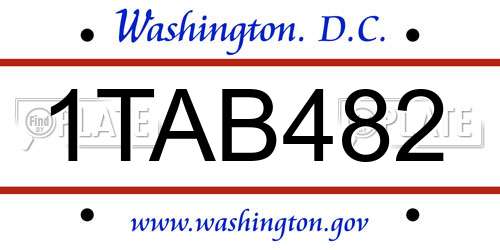 1TAB482 District Of Columbia License Plate