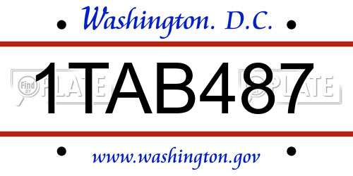 1TAB487 District Of Columbia License Plate