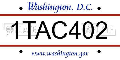 1TAC402 District Of Columbia License Plate