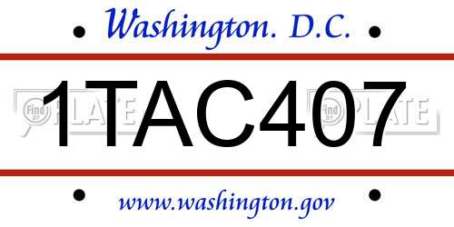 1TAC407 District Of Columbia License Plate