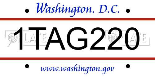 1TAG220 District Of Columbia License Plate