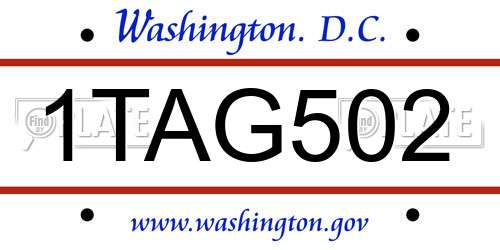 1TAG502 District Of Columbia License Plate