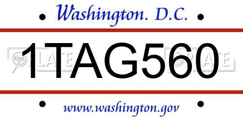 1TAG560 District Of Columbia License Plate