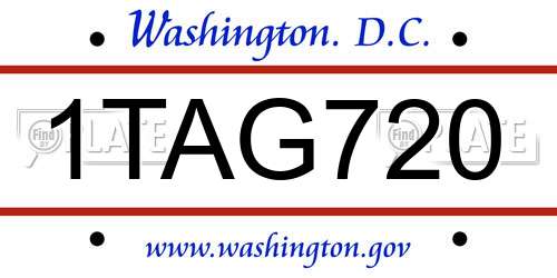 1TAG720 District Of Columbia License Plate
