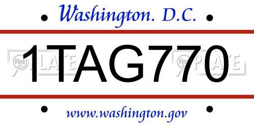 1TAG770 District Of Columbia License Plate