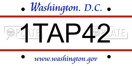 1TAP42 District Of Columbia License Plate