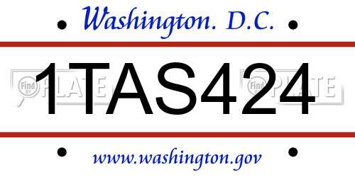 1TAS424 District Of Columbia License Plate