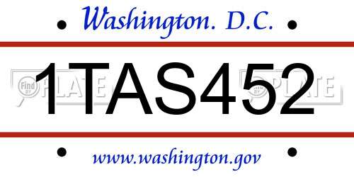 1TAS452 District Of Columbia License Plate