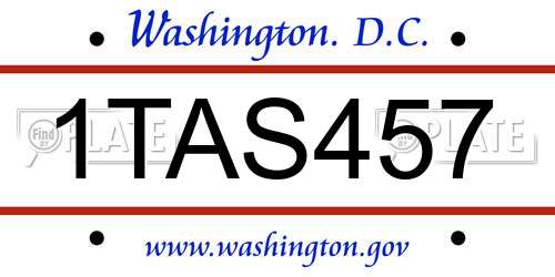 1TAS457 District Of Columbia License Plate