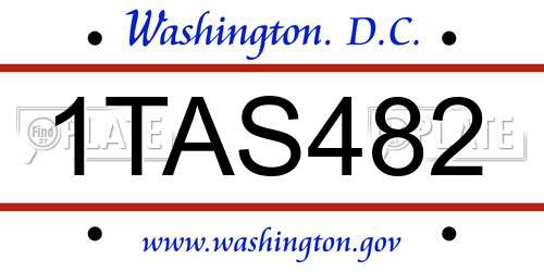 1TAS482 District Of Columbia License Plate