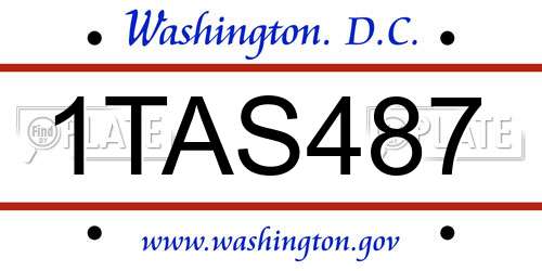 1TAS487 District Of Columbia License Plate
