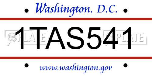 1TAS541 District Of Columbia License Plate