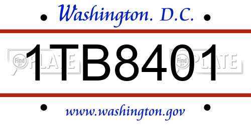 1TB8401 District Of Columbia License Plate