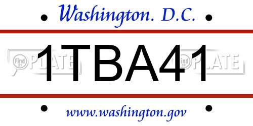 1TBA41 District Of Columbia License Plate