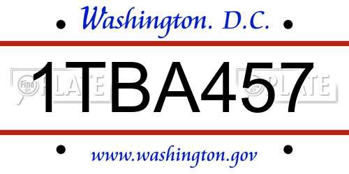 1TBA457 District Of Columbia License Plate