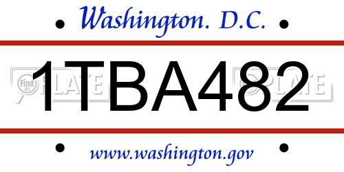 1TBA482 District Of Columbia License Plate