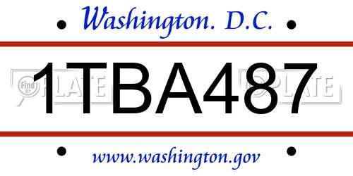1TBA487 District Of Columbia License Plate