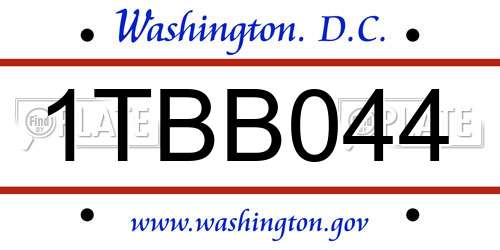 1TBB044 District Of Columbia License Plate