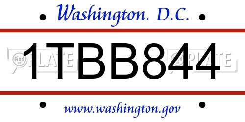 1TBB844 District Of Columbia License Plate
