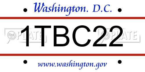 1TBC22 District Of Columbia License Plate
