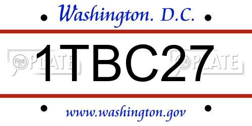 1TBC27 District Of Columbia License Plate