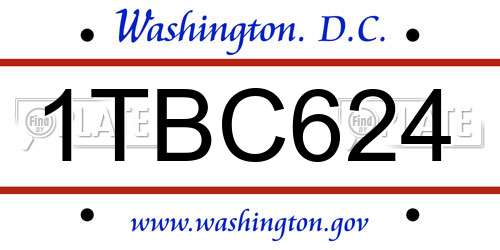 1TBC624 District Of Columbia License Plate