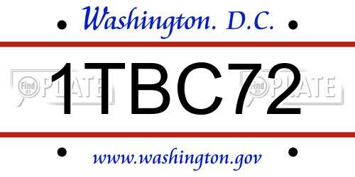 1TBC72 District Of Columbia License Plate