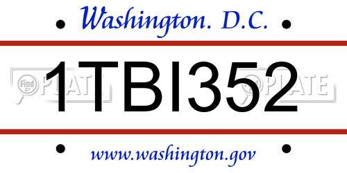 1TBI352 District Of Columbia License Plate