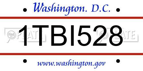 1TBI528 District Of Columbia License Plate