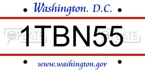 1TBN55 District Of Columbia License Plate