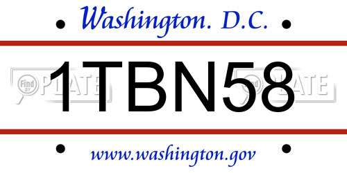 1TBN58 District Of Columbia License Plate