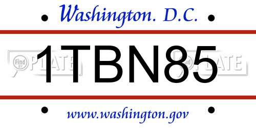 1TBN85 District Of Columbia License Plate