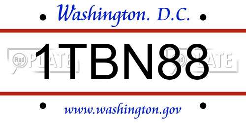 1TBN88 District Of Columbia License Plate