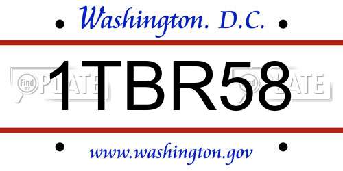 1TBR58 District Of Columbia License Plate