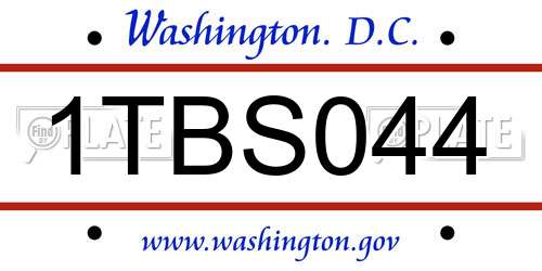 1TBS044 District Of Columbia License Plate