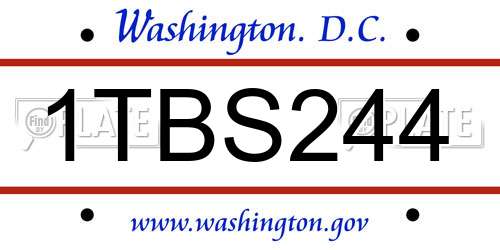 1TBS244 District Of Columbia License Plate