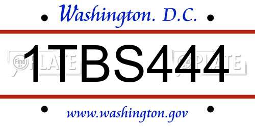 1TBS444 District Of Columbia License Plate