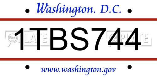 1TBS744 District Of Columbia License Plate