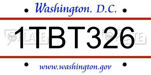 1TBT326 District Of Columbia License Plate