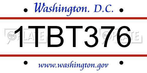 1TBT376 District Of Columbia License Plate