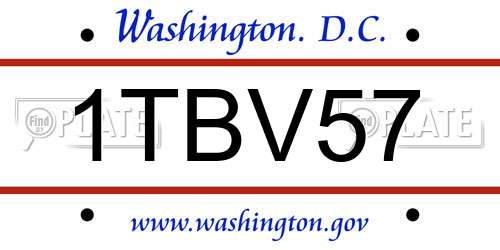 1TBV57 District Of Columbia License Plate