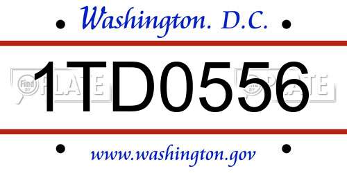 1TD0556 District Of Columbia License Plate