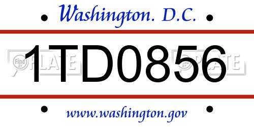 1TD0856 District Of Columbia License Plate
