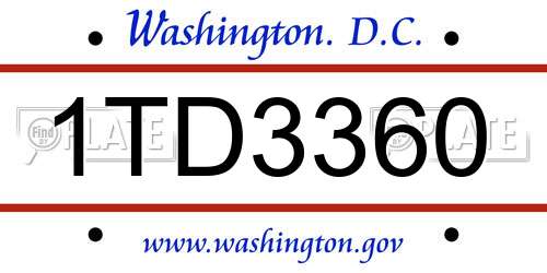 1TD3360 District Of Columbia License Plate