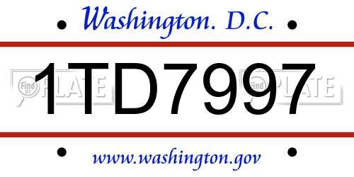 1TD7997 District Of Columbia License Plate