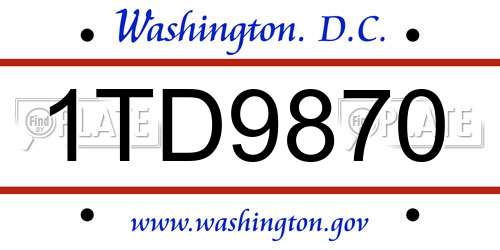 1TD9870 District Of Columbia License Plate