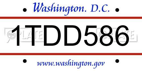 1TDD586 District Of Columbia License Plate